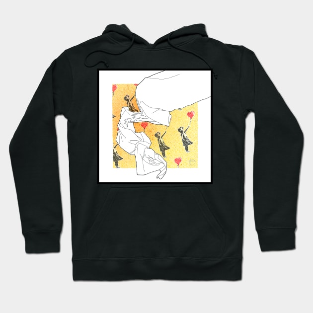 Banksy Girl With Balloon Circle Design Hoodie by pbdotman